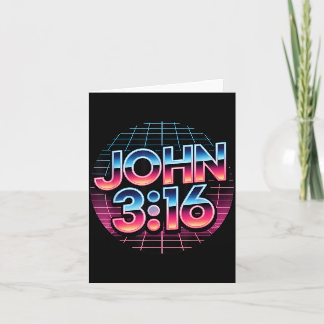 Tarjeta Diseño de fe cristiana retro de los 80 John 3_16 (Anverso)