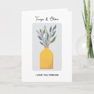 Tarjeta Diseño de florero encantador con lavanda 