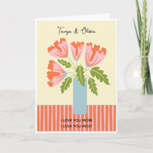 Tarjeta Diseño de florero rosa y verde