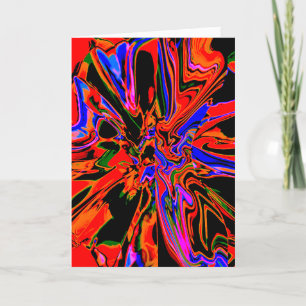 Tarjeta Diseño de flores de color azul negro rojo-Naranja