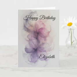 Tarjeta Diseño de flores en lila, rosa y gris