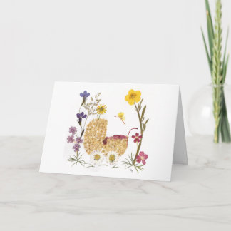 Tarjeta Diseño de flores presionadas para niñas bebés