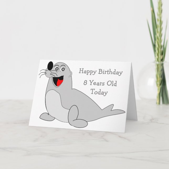 Tarjeta Diseño de focas personalizado 8º cumpleaños (Anverso)