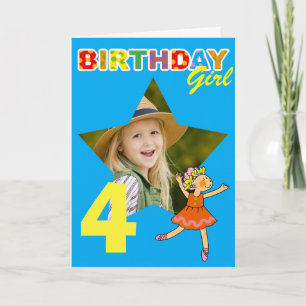 Tarjeta Diseño de foto de bailarina para niña en su 4º cum