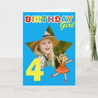 Tarjeta Diseño de foto de bailarina para niña en su 4º cum