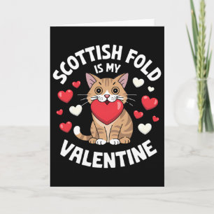 Tarjeta Diseño de gato adorable Scottish Fold San Valentín
