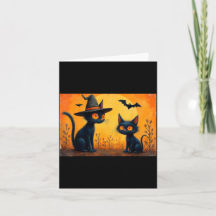 Tarjeta Diseño de gato negro de Halloween para amantes de 