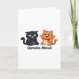 Tarjeta Diseño de gatos lindos que atraen opuestos