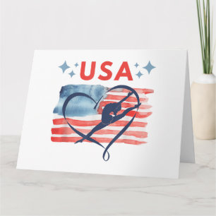 Tarjeta Diseño de gimnasia con bandera norteamericana patr