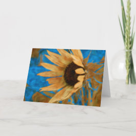 Tarjeta Diseño de girasoles azules y dorados