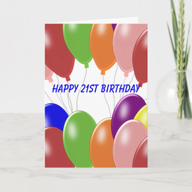 Tarjeta Diseño de globos personalizados 21º cumpleaños (Anverso)