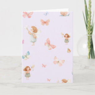 Tarjeta Diseño de guardería de mariposa patrón de hada pas