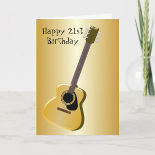 Tarjeta Diseño de guitarra acústica personalizado 21 cumpl