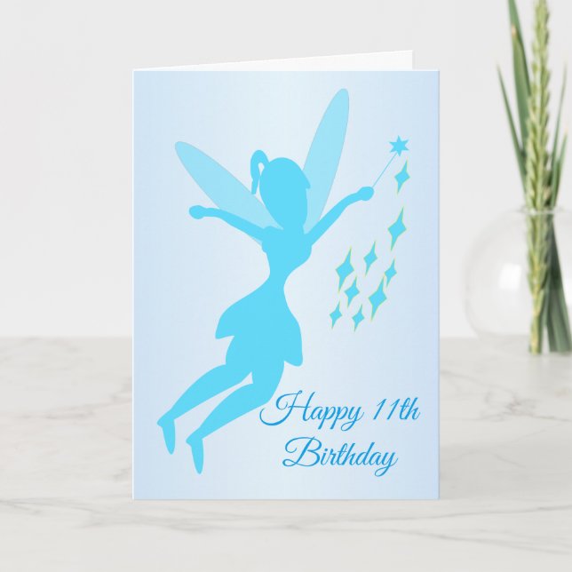 Tarjeta Diseño de hadas personalizado 11º cumpleaños (Anverso)