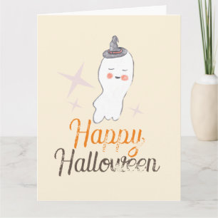 Tarjeta Diseño de Halloween con fantasmas retro garabatead