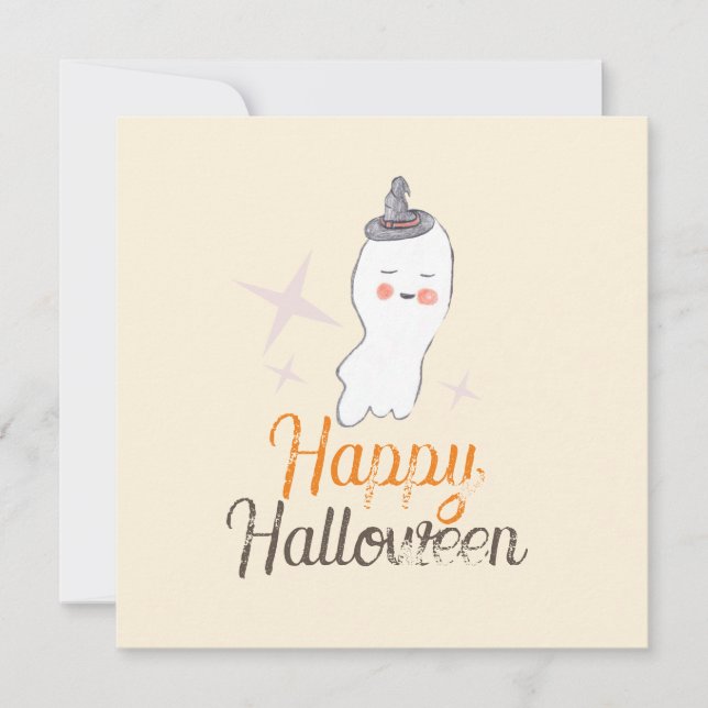 Tarjeta Diseño de Halloween de Doodle Retro Ghost (Anverso)