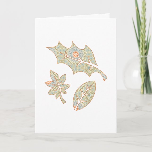 Tarjeta Diseño de hojas que caen de Mandala (Anverso)