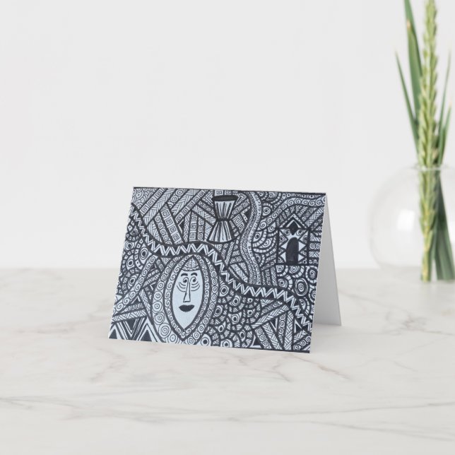 Tarjeta Diseño de inspiración africana en blanco y negro (Anverso)