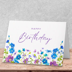 Tarjeta Diseño de jardín floral de cumpleaños de mariposa