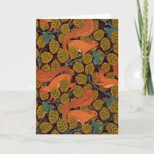 Tarjeta Diseño de la ardilla y de las hojas del art déco