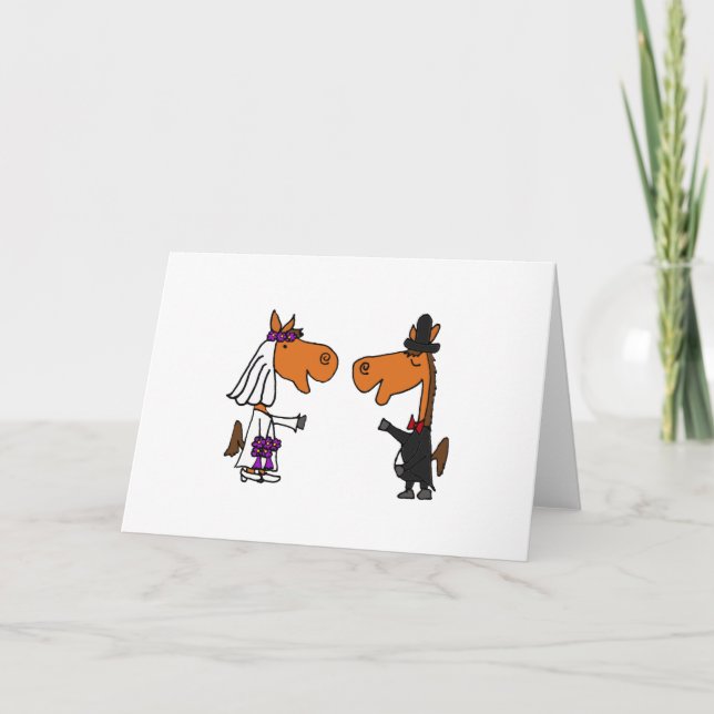 Tarjeta Diseño de la boda de novia y del novio del caballo (Anverso)
