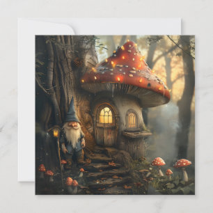 Tarjeta Diseño de la casa de Gnome y champiñones