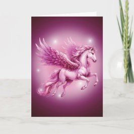 Tarjeta Diseño de la fantasía de Birday Pink Pegasus