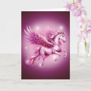 Tarjeta Diseño de la fantasía de Birday Pink Pegasus