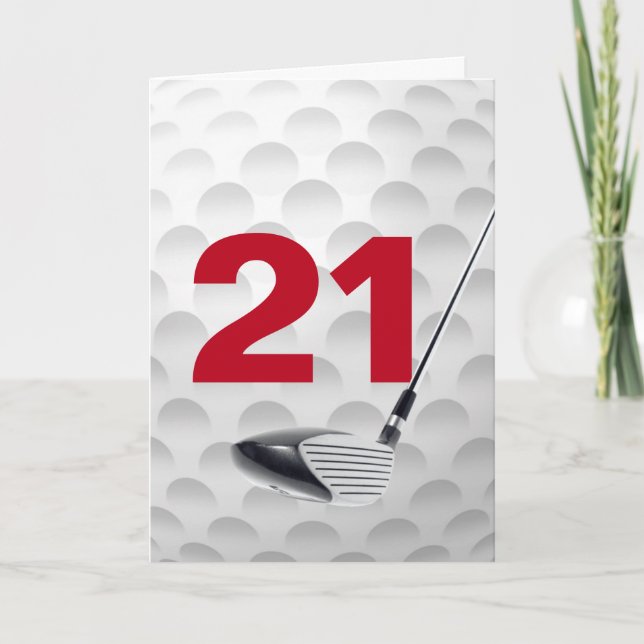 Tarjeta Diseño de la pelota de golf de cumpleaños 21 (Anverso)
