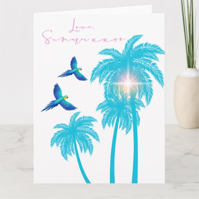 Tarjeta Diseño de letras de amor - Amor, xxoo de verano (Anverso)