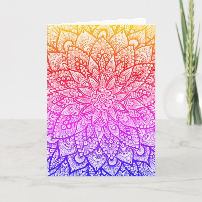 Tarjeta Diseño de Mandala Multicolor Arte Original (Anverso)