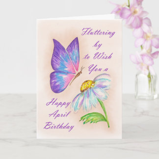 Tarjeta Diseño de margarita y mariposa de cumpleaños de ab