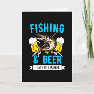 Tarjeta Diseño de marionetas pescadoras y cerveza divertid