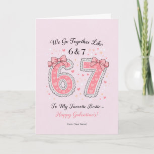 Tarjeta Diseño de mejor amiga Coquette 6 y 7 para Galentin
