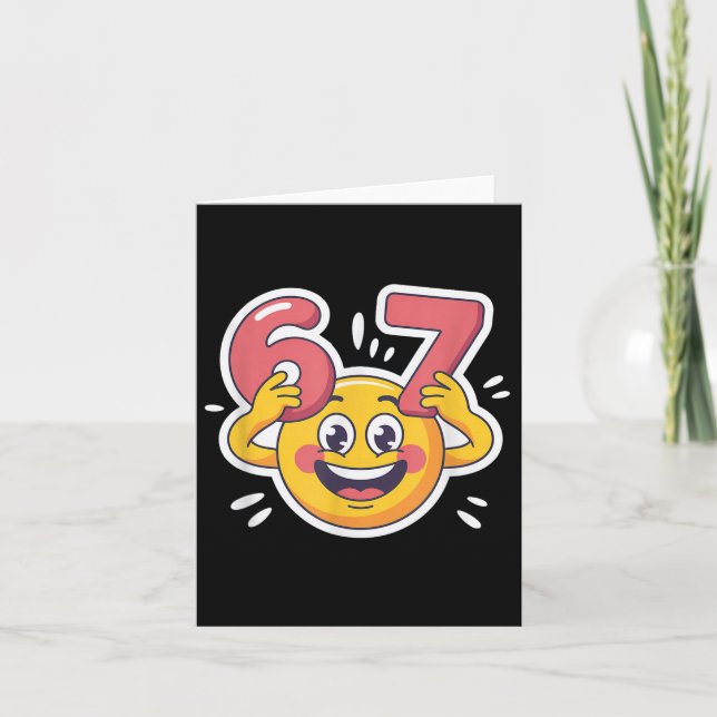 Tarjeta Diseño de meme de emoticono Seis Siete 6 7 (Anverso)