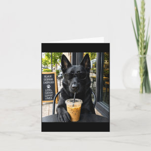 Tarjeta Diseño de meme de perro amante del café pastor ale