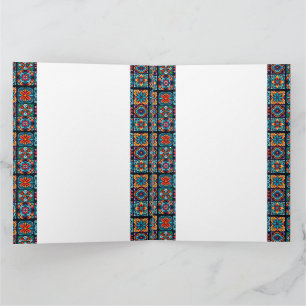 Tarjeta Diseño de mosaicos coloridos con flores