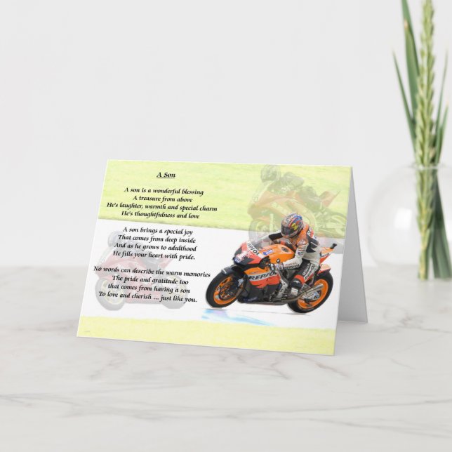 Tarjeta Diseño de motocicletas - Poema del hijo (Anverso)