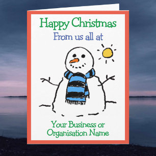 Tarjeta Diseño de muñeco de nieve de Navidad para empresa