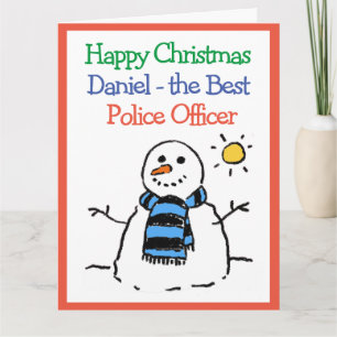 Tarjeta Diseño de muñeco de nieve Feliz Navidad a un ofici
