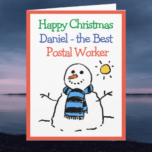 Tarjeta Diseño de muñeco de nieve Feliz Navidad Trabajador