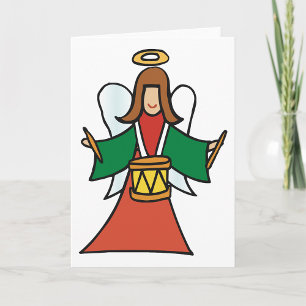 Tarjeta Diseño de música navideña de ángel baterista de Na