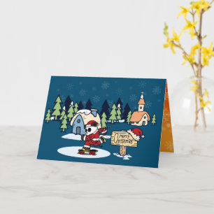 Tarjeta Diseño de Navidad de Patinador Panda