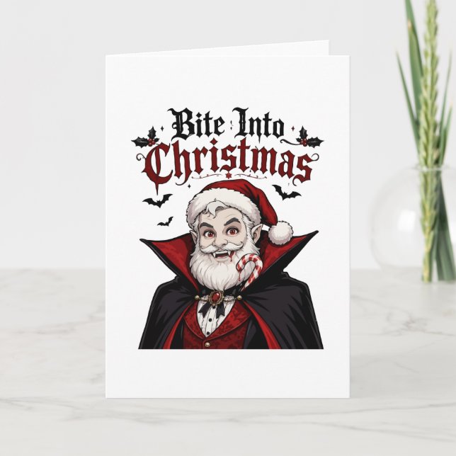 Tarjeta Diseño de Navidad de Santa vampiro gótico (Anverso)