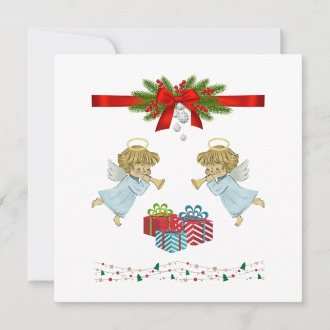 Tarjeta Diseño de navidades con ángeles (Anverso)