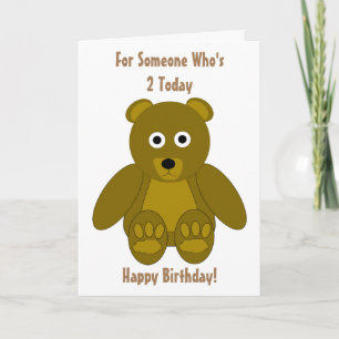 Tarjeta Diseño de Oso de Teddy Segundo Cumpleaños