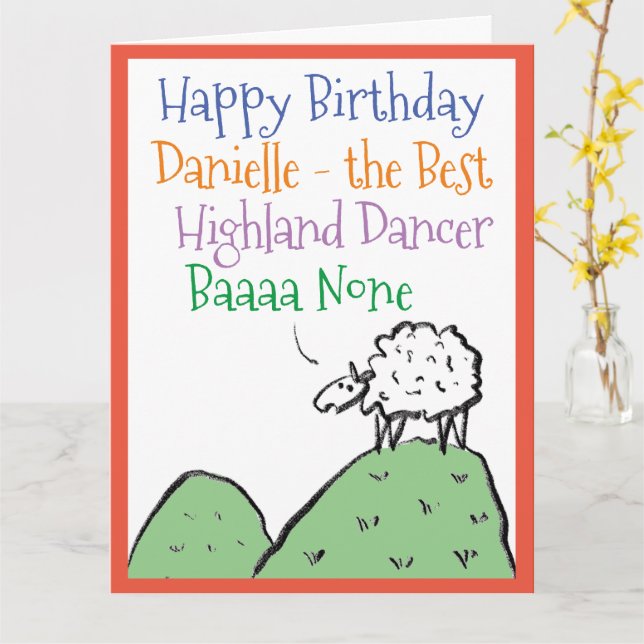 Tarjeta Diseño de oveja Feliz Cumpleaños a un Bailarín de  (flor amarilla)