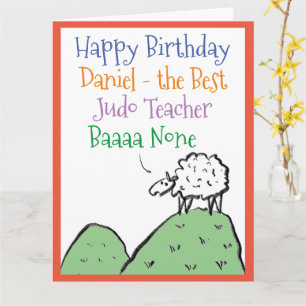 Tarjeta Diseño de oveja Feliz Cumpleaños a un profesor de 