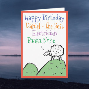 Tarjeta Diseño de oveja Feliz Cumpleaños Electricista