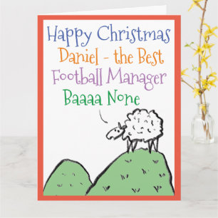 Tarjeta Diseño de oveja Feliz Navidad a un gerente de fútb